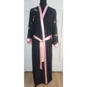 Vintage Oscar de la Renta Pink Label Embroidered Robe Womens Size XL